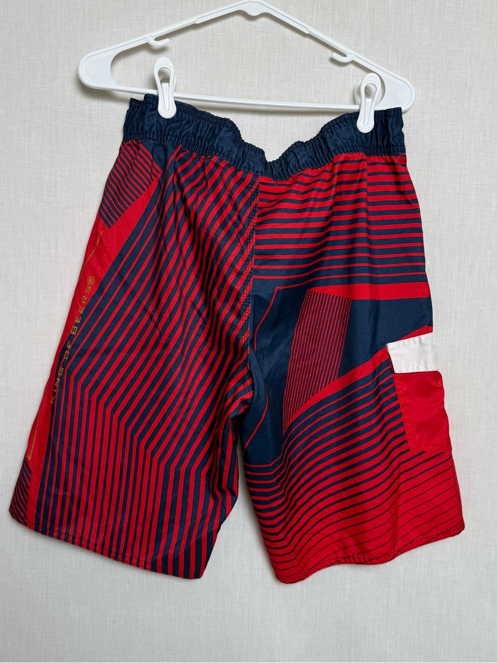 Budweiser Mens Medium Board Shorts Swim Trunks Red Blue Beer Logo Surf - Picture 9 of 11